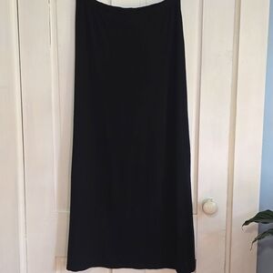 Vintage J. CREW Rayon Spandex Black Elastic Waist Maxi Skirt 3986 USA L